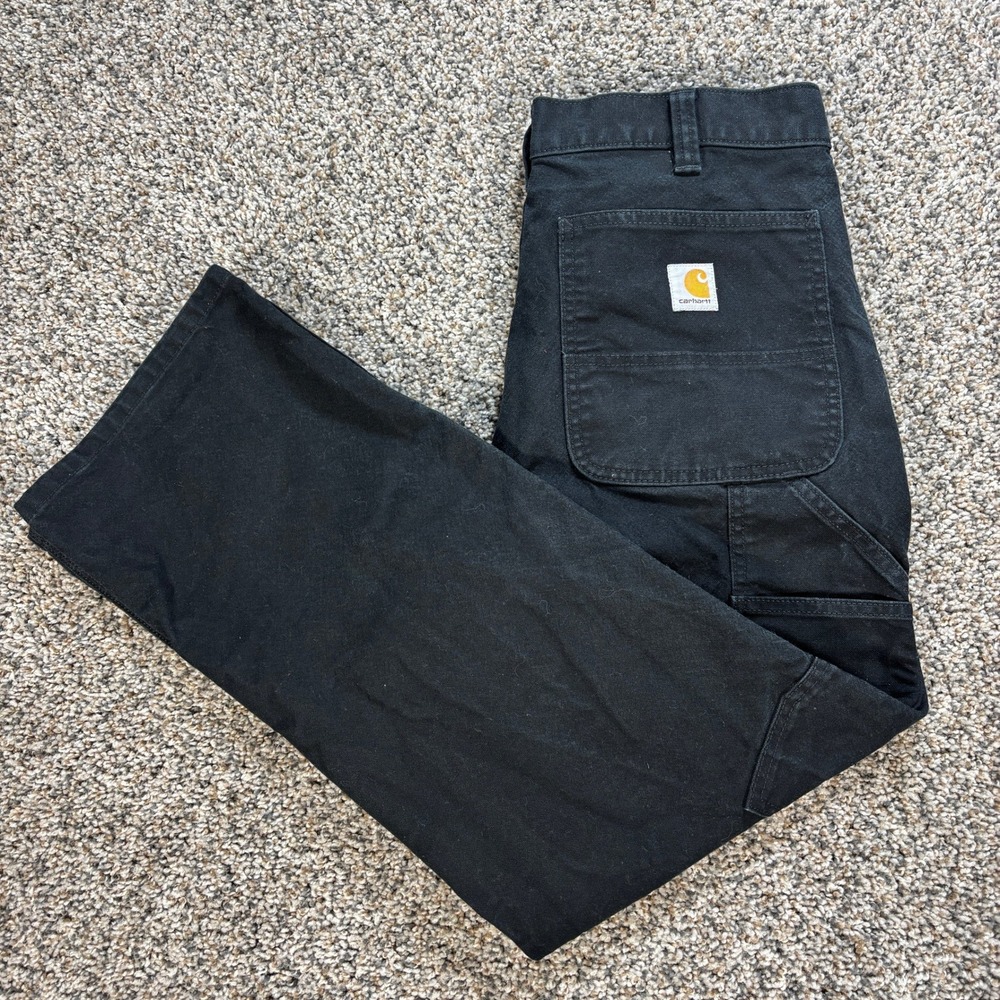 Carhartt Rugged Flex Relaxed Fit Men's 32x29 Duck Double Knee Work Pants Black